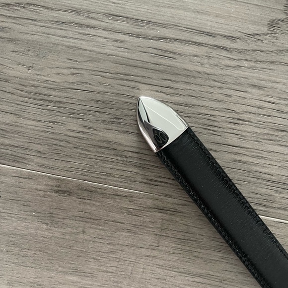 Aritzia Black Leather Belt with Polished Silver Buckle - Picture 5 of 6